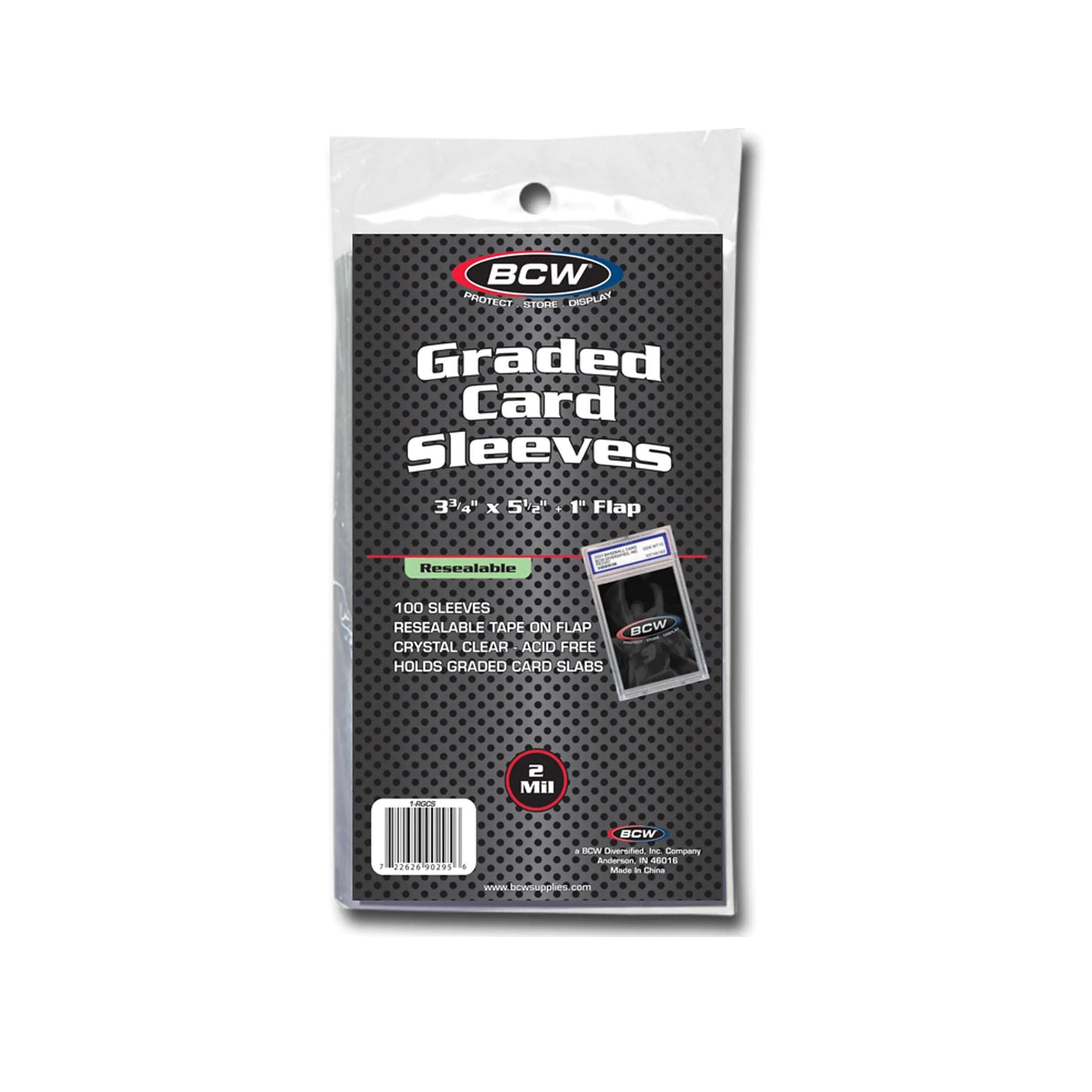 BCW Resealable Graded Card Sleeves – 1-RGCS (Pack of 100)