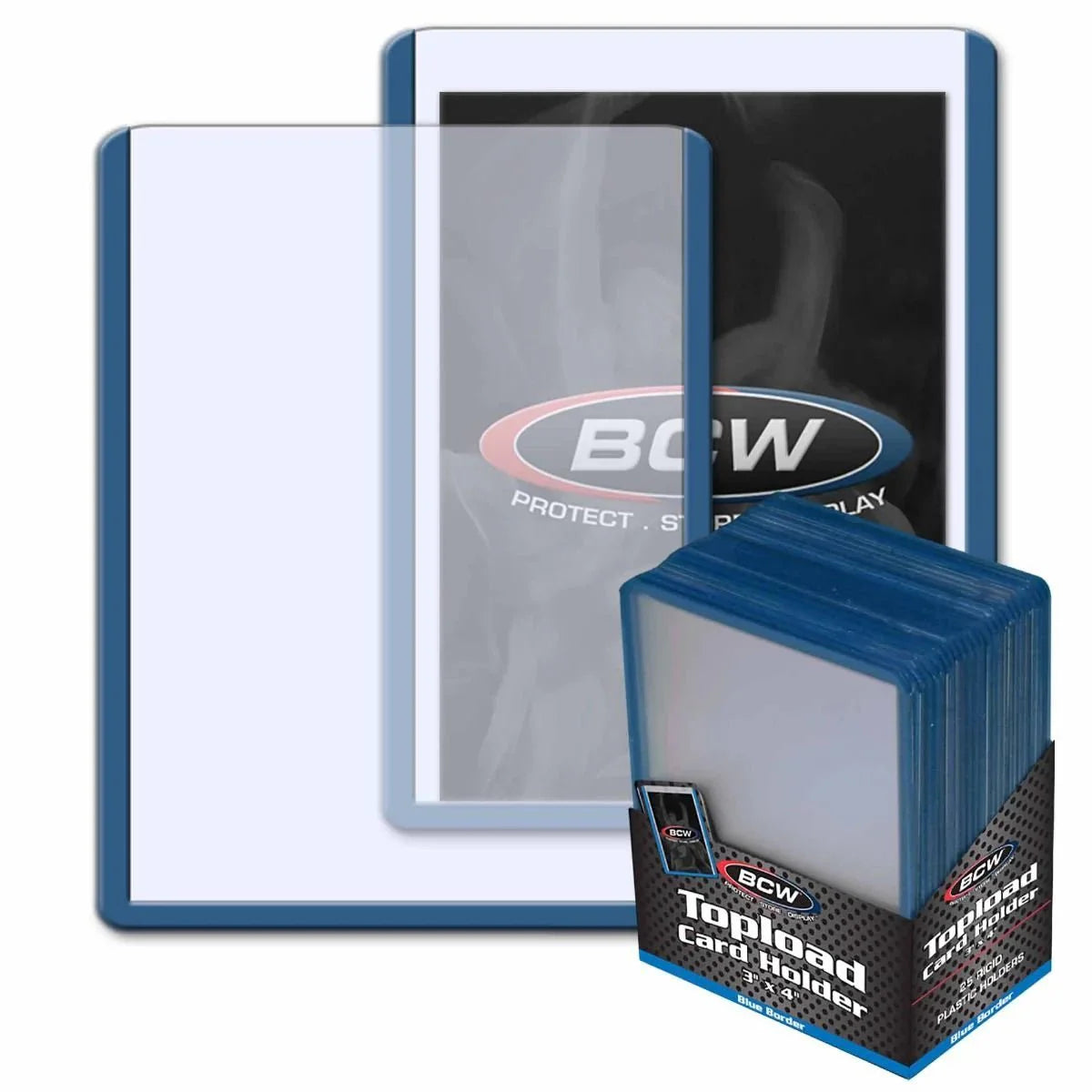 BCW 3x4 Topload Premium Card Sleeve Holder, Blue Border-0