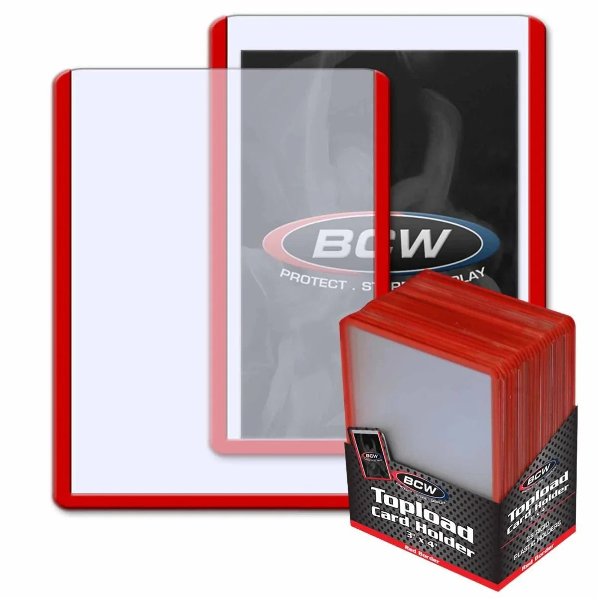 BCW 3x4 Topload Permium Card Holder, Red Border-0
