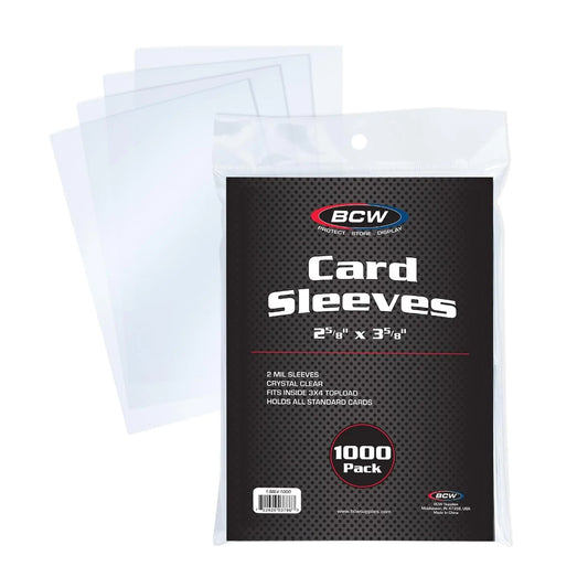 BCW Standard Card Sleeves – 1000ct Penny Sleeves (2-5/8” x 3-5/8”)