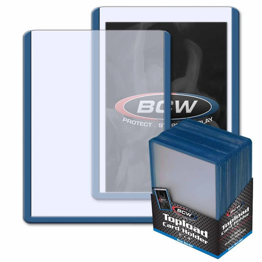 BCW 3x4 Topload Premium Card Sleeve Holder, Blue Border-0