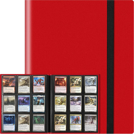 9-Pocket Trading Card Binder – 360 Card Capacity (Red, Side-Loading)