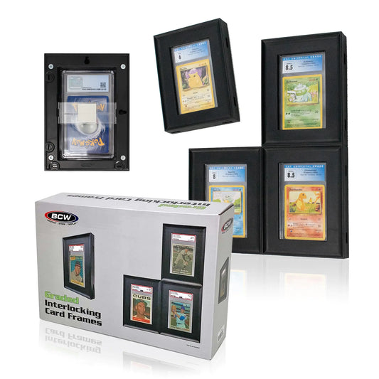BCW Interlocking Display Frames – 8-Pack for Graded Cards & Collectibles (Black)