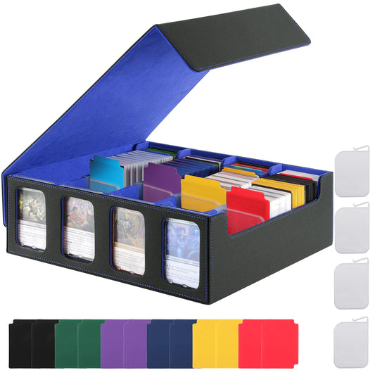Luxury PU Leather Trading Card Organizer Box with 12 Dividers