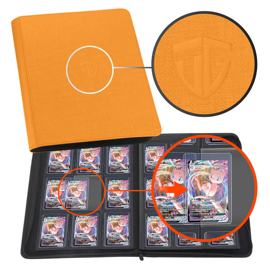 TCGUARD Toploader BinderHolds 216 Toploaders9 Pocket Top Loader Binder with Sleeves for 3"x4" Rigid Toploaders Hard CasesTop loader Binders for TCG MTG Card Binder Trading Cards Binder(Orange)
