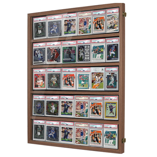 Lockable Wooden Card Display Case with UV Protection