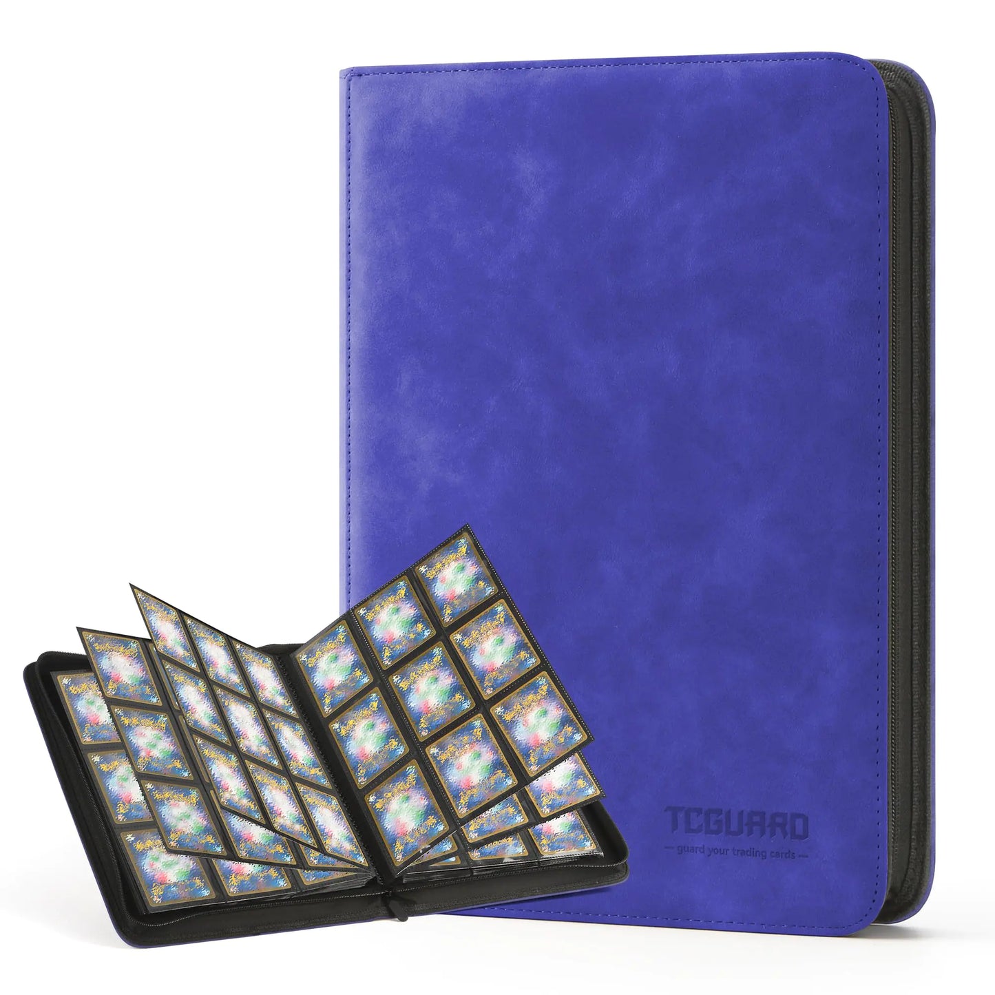 TCGUARD Zipper Binder with 540 Side-Load Pockets - Blue